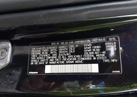 2016 Volvo Xc90 T6 Inscription из США, поврежденный, VIN YV4A22PLXG1059553